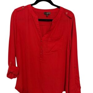 The Limited Red Relaxed Long Sleeve Blouse